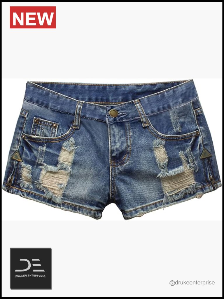 Women's Low Rise Ripped Distressed Frayed Denim Shorts